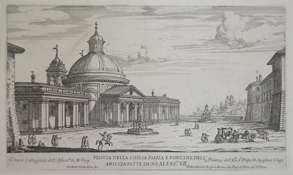 Veduta della Chiesa piazza e fontane dell'Ariccia fatte da N.S. …