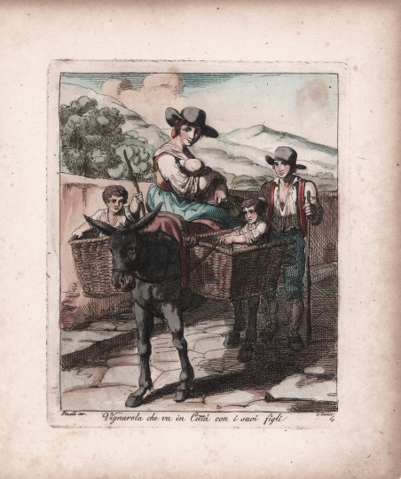 Vignarola che va in Città con i suoi figli