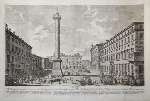 Veduta di Piazza Colonna con in mezzo la magnifica Colonna …
