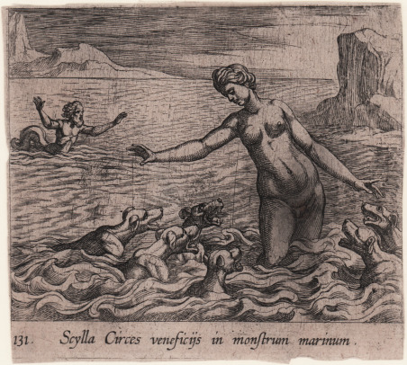 Scilla trasformata in un mostro marino