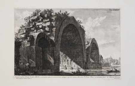 Scenographia Pontis hodie Mollis, ostendens quod remanserat antiqui operis cum …