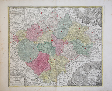 Mappa Geographica Totius Regni Bohemiaen XII Circulos divisae, annexis Comitatu …