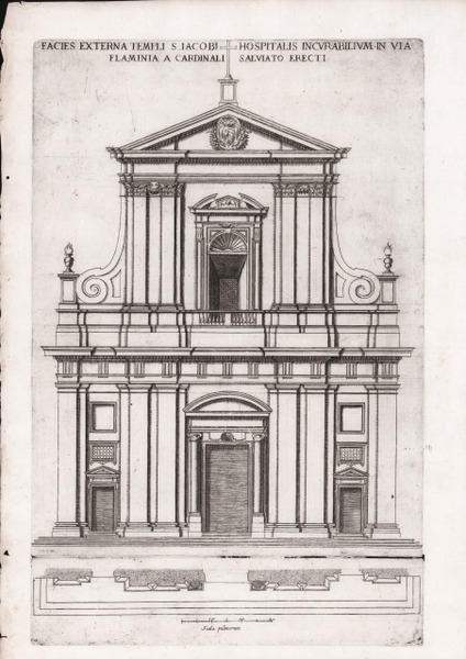 Facies Externa Templi S. Iacobi Hospitalis Incurabilium in via Flaminia.