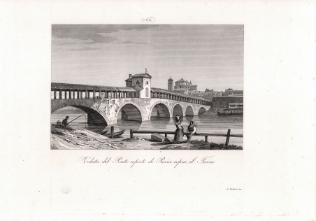 Veduta del Ponte coperto di Pavia sopra il Ticino