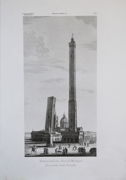 Veduta delle due Torri di Bologna, Garisenda e degli Asinelli