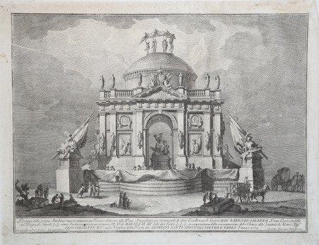 Disegno della prima Machina rappresentante un Tempio dedicato alla Pace.