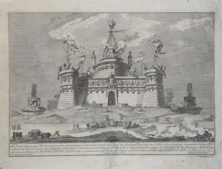 Disegno della Seconda Machina rappresentante una Cuccagna.