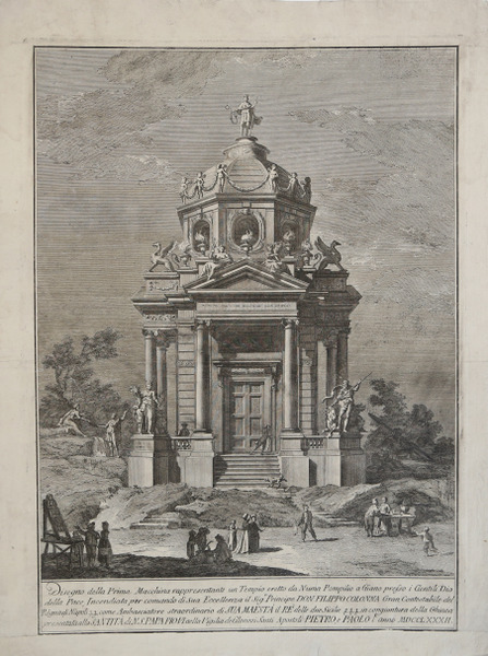 Disegno della Prima Macchina rappresentante un Tempio eretto da Numa …