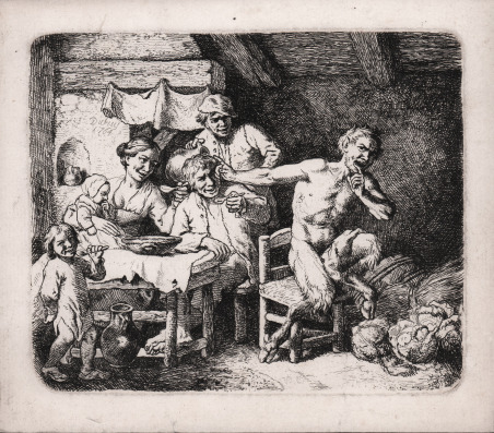 Interno con famiglia e satiro