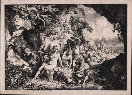 Ninfe al bagno in una cava