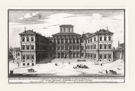 Facciata principale del Palazzo Barberino dell'Ecc.mo sig.r Prencipe di Pellestrina.