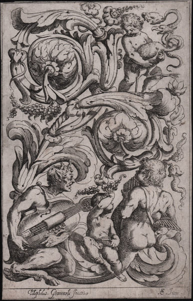 Fregio ornamentale con putti e satiri