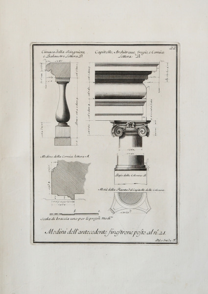Camini: Grifoni sull'architrave e candelabri sugli stipiti.