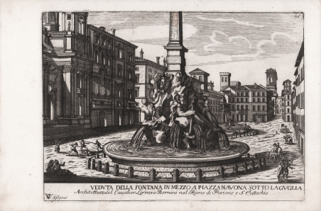 Veduta della Fontana in mezzo a Piazza Navona sotto la …