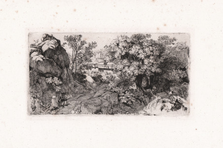 Paesaggio con ponticello in legno