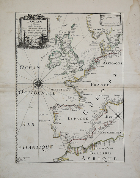 L'Ocean pres d'Europe avec les Costes de France, d'Espagne, de …