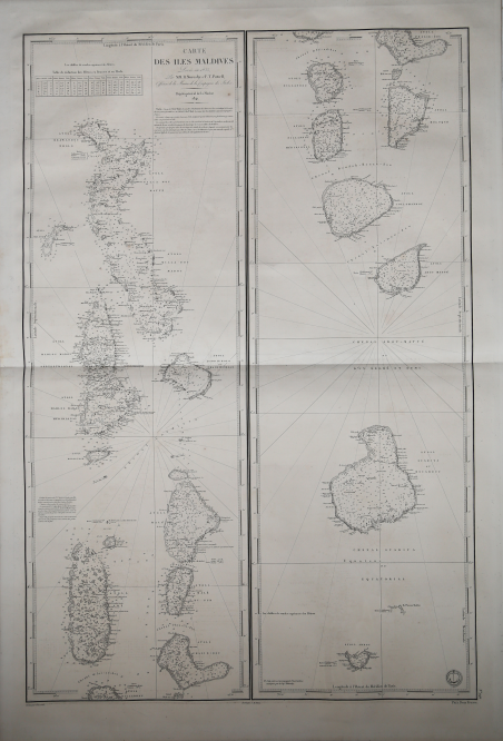 Carte des Iles Maldive LevÃ©e en 1835 par M. M. …