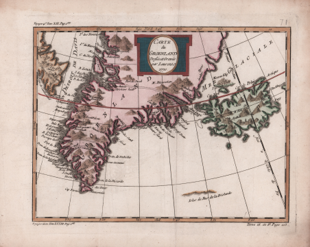 Carte du Groenland DressÃ¨ et GravÃ¨e par Laurent 1770