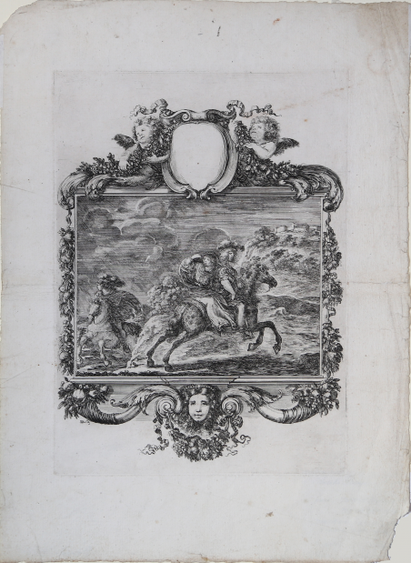 Cavaliere con una dama in sella (Clodoveo rapisce Clotilde)