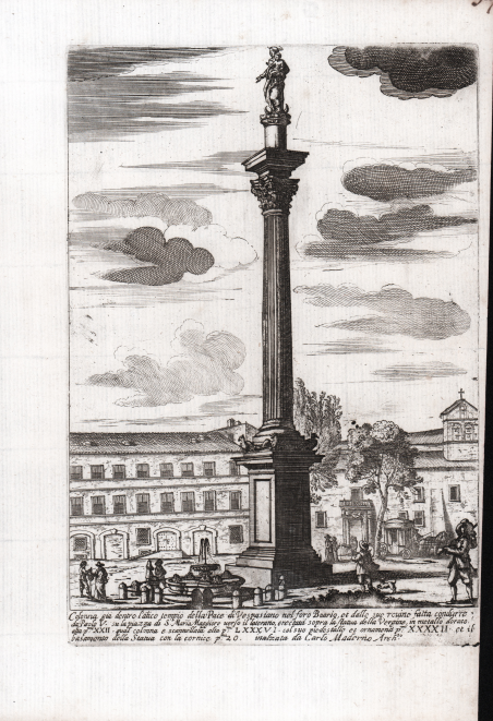 Colonna già dentro l'Antico Tempio della Pace di Vespasiano.