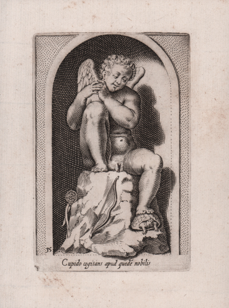 Cupido cogitans apud quedé nobilis [Cupido pensoso]