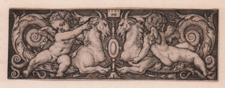 Fregio con genietti che cavalcano