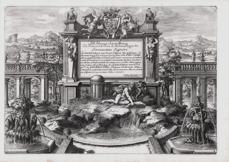 Frontespizio allegorico de Le fontane del giardino estense in Tivoli