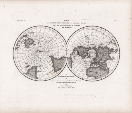 Karte der Magnetischen Meridiane und Parallel - Kreise