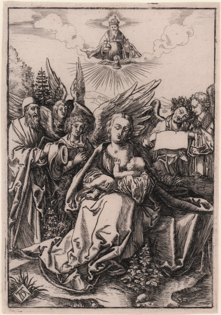 La Sacra Famiglia con cinque angeli