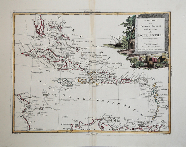 Stabilimenti de Francesi, Inglesi, e Spagnuoli nelle Isole Antille Di …