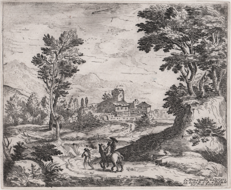 Paesaggio con figure a cavallo