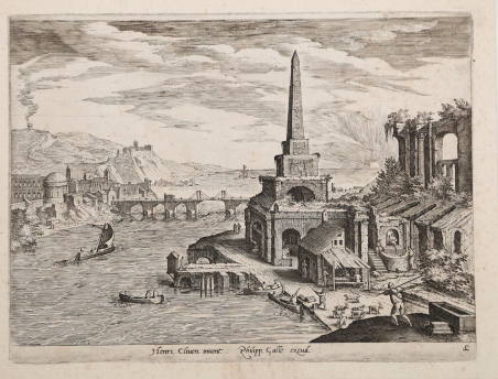 Paesaggio con ponte ed obelisco