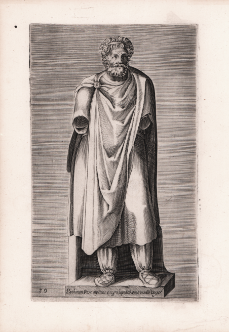 Parthorum Rex captivis e nigro lapide Rome in aedib' Cesys