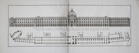 Partie du Plan & ElÃ©vation de l'Hotel Dieu de Lyon.