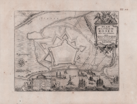 Plan de la Ville de Roses avec les Attaques