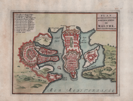 Plan Des Vielles et Nouvelles Fortifications de Malthe SituÃ©es dans …