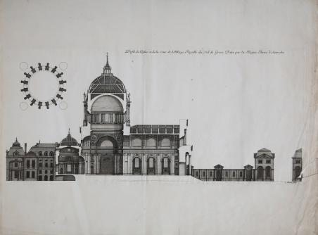 Profil de l'Eglise et de la Cour de l'Abbaye Royalle …