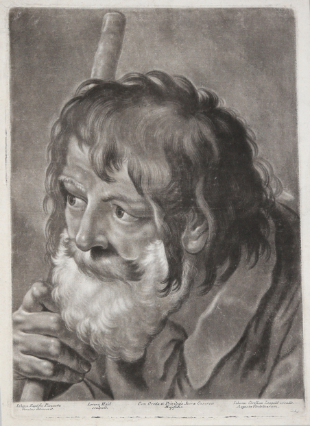 Profilo di uomo con barba e bastone