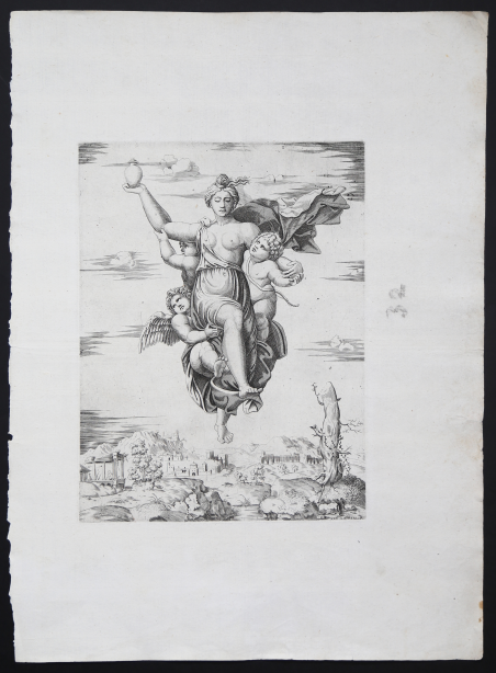 Psiche portata sull'olimpo da tre amorini