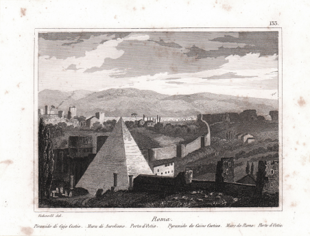 Roma. Piramide di Cajo Cestio. Mura di Aureliano. Porta d'Ostia.