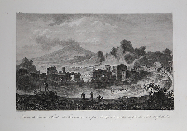 Ruines de l’ancien Theatre de Taorminum vue prise de dessous …