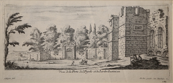 Veue de la Porte del Popolo et du Iardin Iustinian