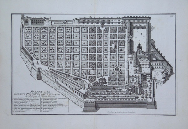 Pianta del Giardino Pontificio nel Quirinale