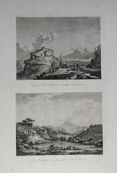 Vue prise a Castro Giovanni, l'antique ville d'Etna/ Lac Proserpine …