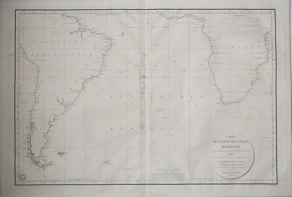 Carte de l'Océan Atlantique méridional (depuis l'équateur jusqu'au 59° degré …