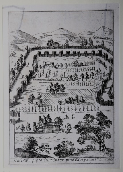 Castrum praetorium inter porta(m) Pia(m) et portam S (anc)ti Laurentij