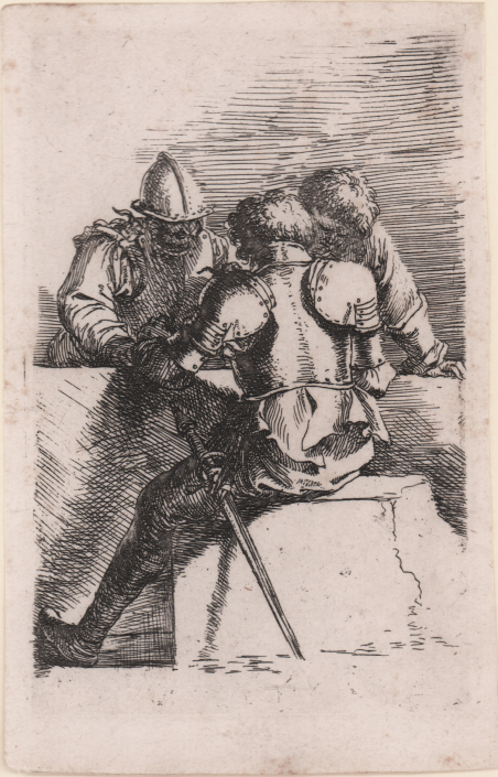 Soldati che giocano accanto ad un muro