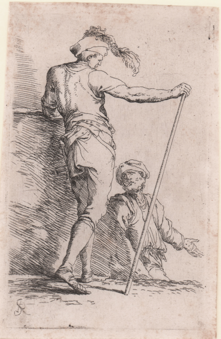 Soldato con i piedi su una roccia