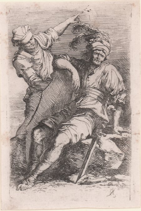 Soldato in riposo ed uomo in piedi