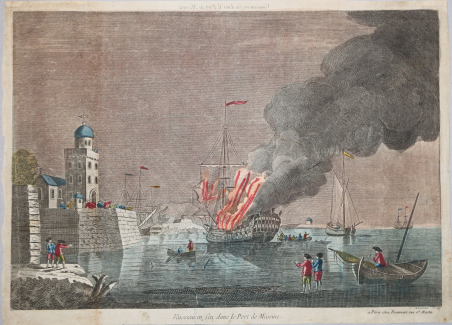 Vaisseau en feu dans le Port de Messine